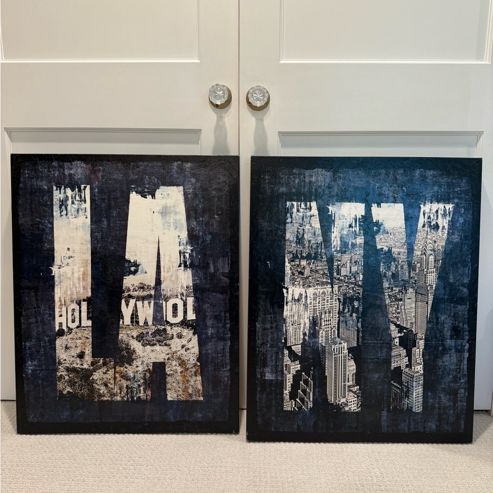 Z Gallerie Black and White Cityscape Art Set